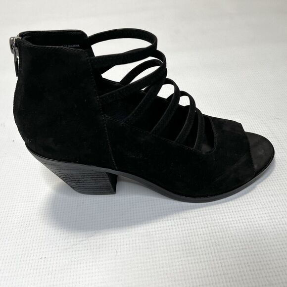 Eileen Fisher James Black Sandals Size 9.5 Strappy Nubuck Block Shoeties - Picture 3 of 13